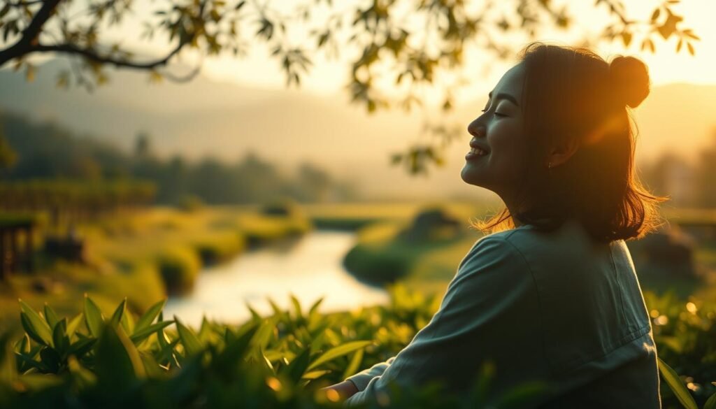 A serene, peaceful scene depicting the "耳鳴解決方法" - a person sitting in a tranquil garden, eyes closed, with a relaxed expression on their face, indicating a sense of inner calm and relief from the discomfort of tinnitus. The foreground features lush greenery, with a small stream or pond in the middle distance, reflecting the warm, golden light of the sun. In the background, a picturesque mountain range or forest creates a soothing, natural backdrop. The overall atmosphere conveys a sense of healing, wellness, and the successful management of the common condition of tinnitus. A serene, peaceful scene depicting the "耳鳴解決方法" - a person sitting in a tranquil garden, eyes closed, with a relaxed expression on their face, indicating a sense of inner calm and relief from the discomfort of tinnitus. The foreground features lush greenery, with a small stream or pond in the middle distance, reflecting the warm, golden light of the sun. In the background, a picturesque mountain range or forest creates a soothing, natural backdrop. The overall atmosphere conveys a sense of healing, wellness, and the successful management of the common condition of tinnitus.