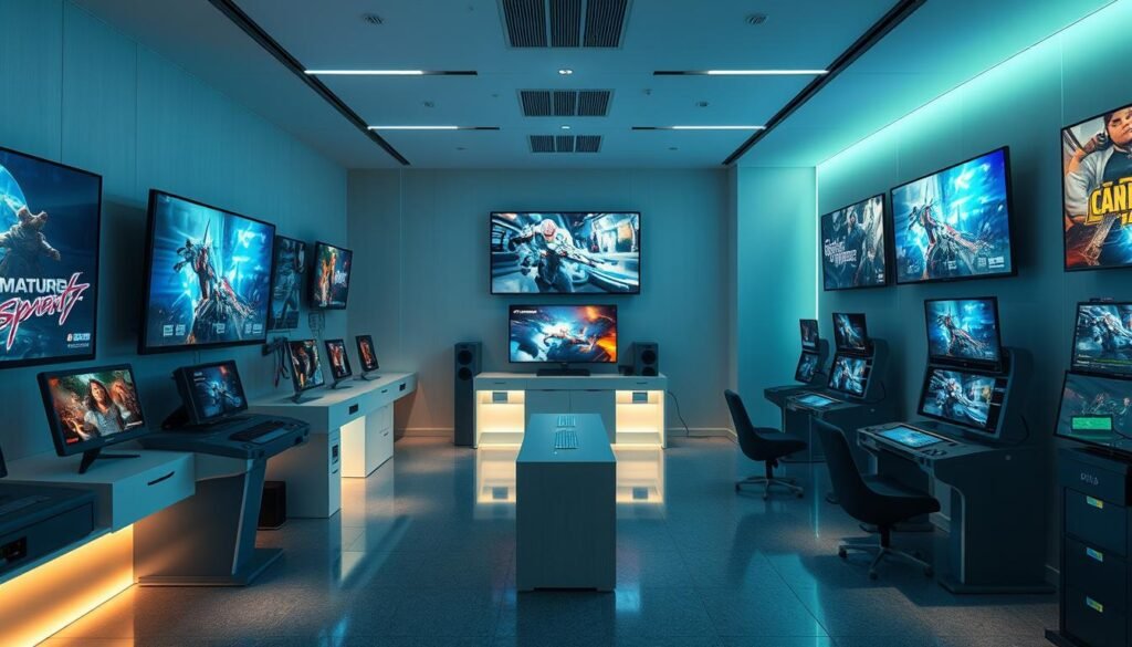 A harmonious collaboration among diverse game providers, showcasing a vibrant UTown entertainment hub. Soft lighting illuminates a modern, minimalist interior, where game consoles and screens of varying sizes are seamlessly integrated. Sleek interfaces and intuitive controls invite players to explore a curated selection of engaging, high-quality titles. The scene exudes a sense of balance, innovation, and a commitment to delivering a premium gaming experience to UTown's discerning patrons. A harmonious collaboration among diverse game providers, showcasing a vibrant UTown entertainment hub. Soft lighting illuminates a modern, minimalist interior, where game consoles and screens of varying sizes are seamlessly integrated. Sleek interfaces and intuitive controls invite players to explore a curated selection of engaging, high-quality titles. The scene exudes a sense of balance, innovation, and a commitment to delivering a premium gaming experience to UTown's discerning patrons.